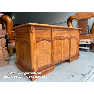 Bàn làm việc gỗ gõ chạm hoa mai