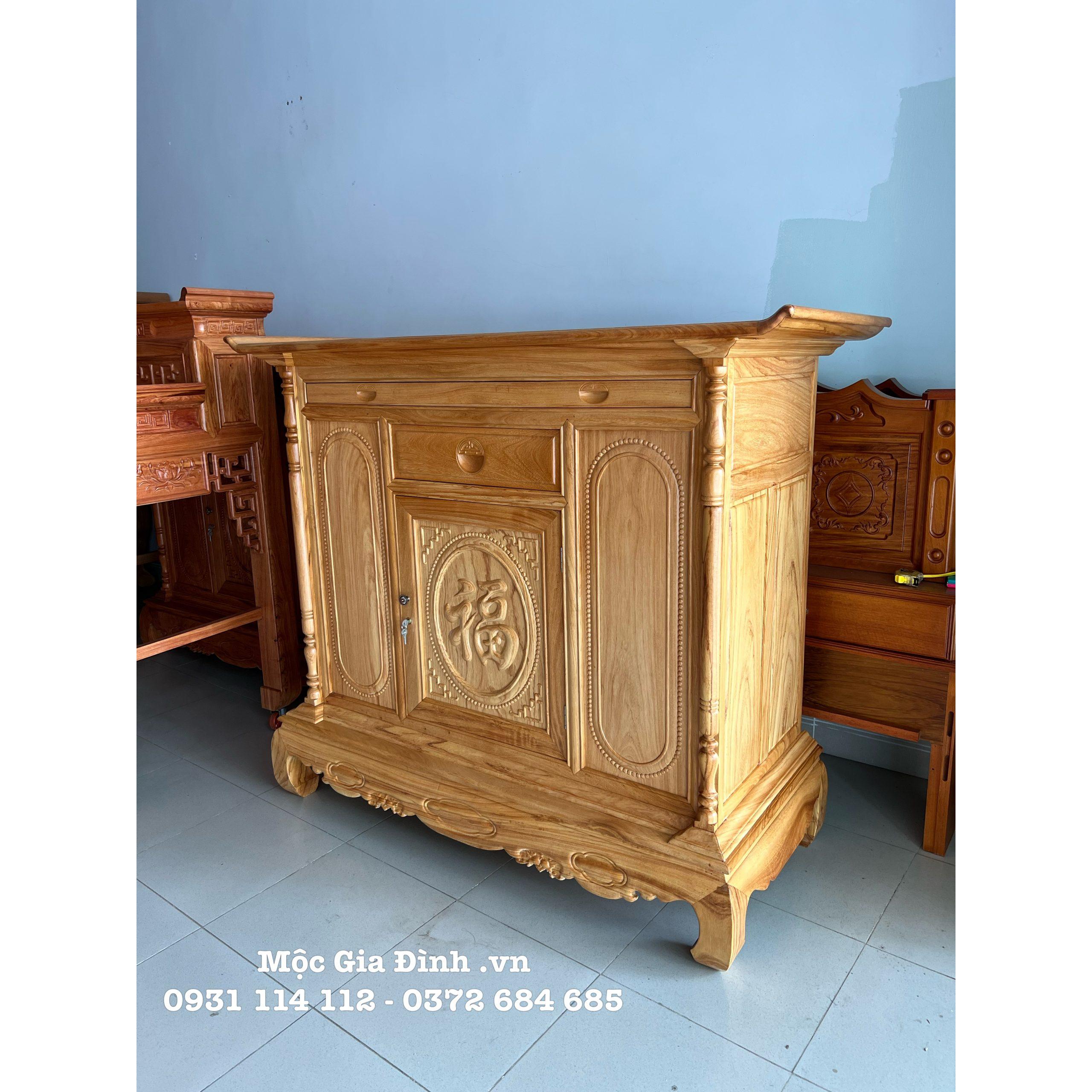 Tủ thờ Gõ chữ Phúc 153 hiện đại