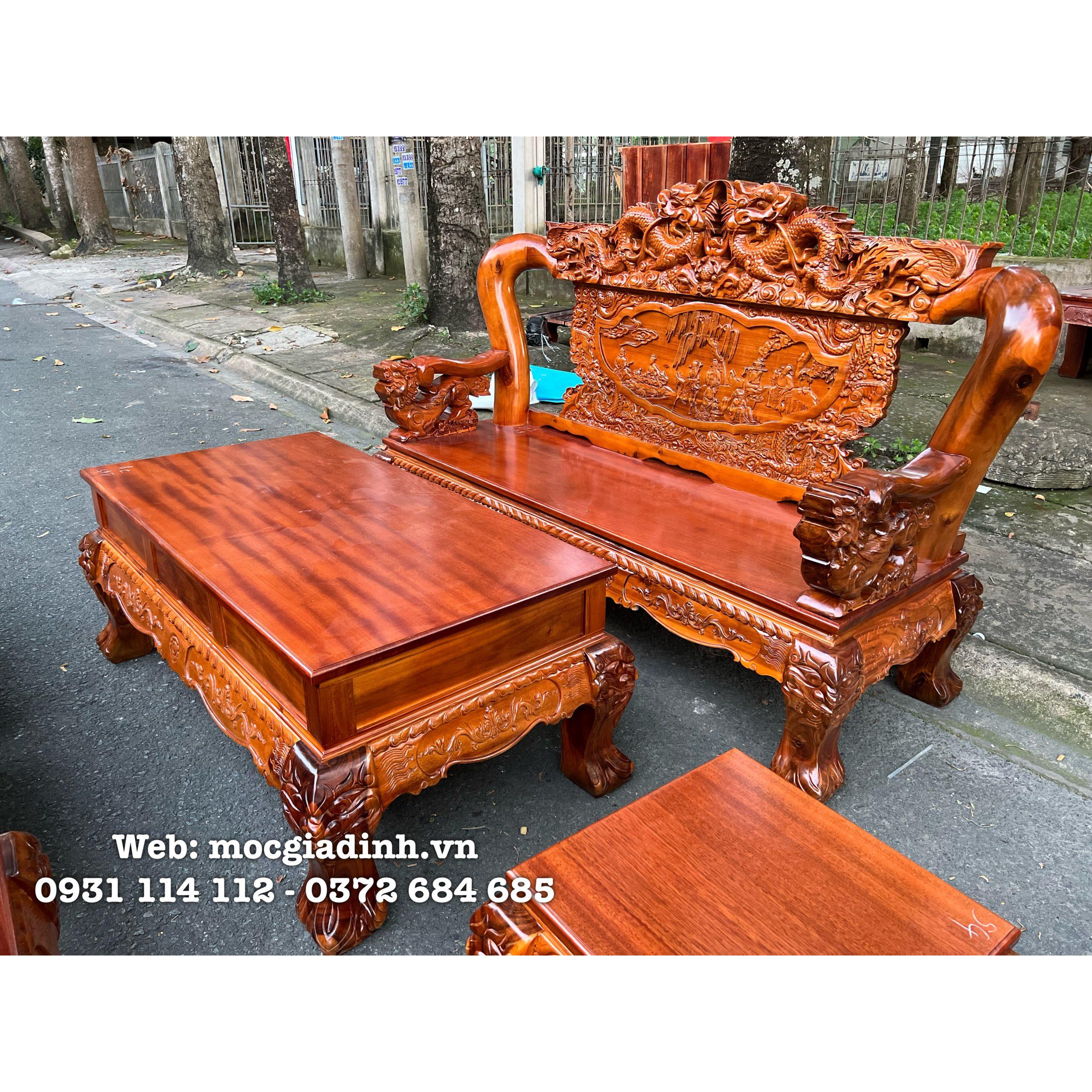 salon gỗ tràm tay 14 nghê khối