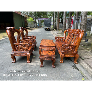 bàn ghế lim đen tay 12 lân khối