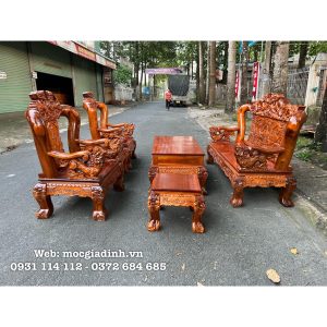 Bàn ghế gỗ tràm tay 14 nghê khối