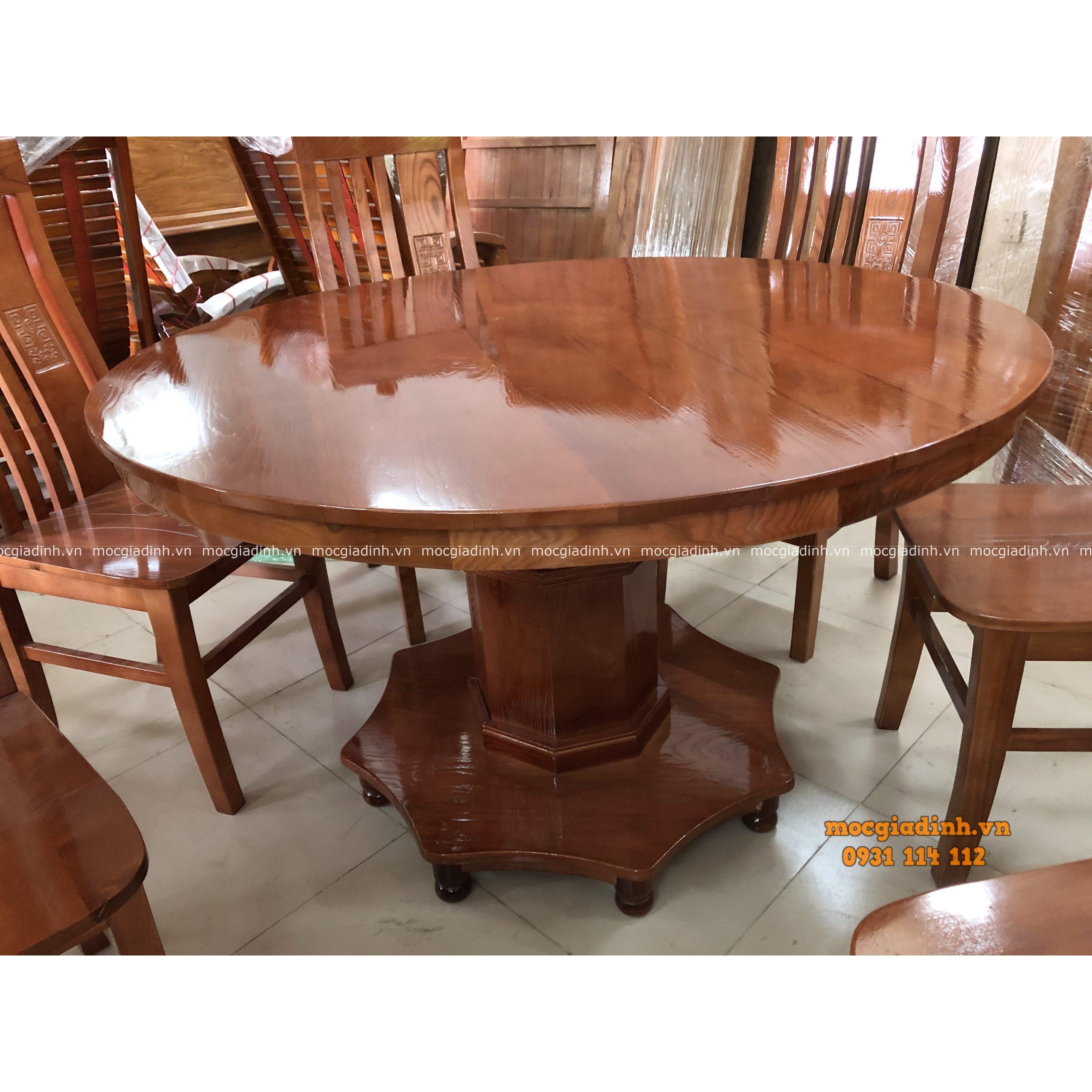 Bàn ăn gỗ sồi màu tròn