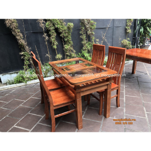 bàn ăn sồi pháp 4 ghế màu hiện đại