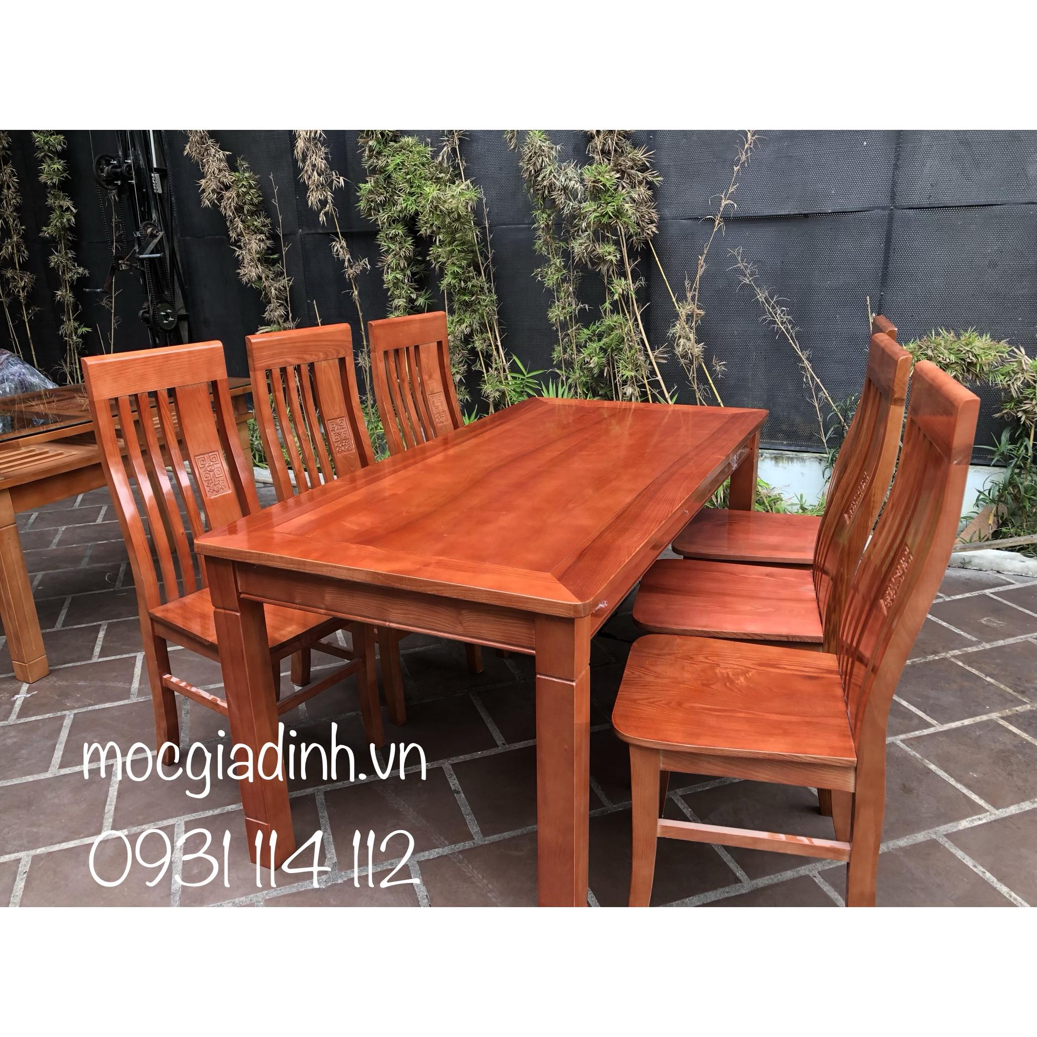 DE5E8EF0-E00E-4D2B-968F-8EC7C6D0D1D0 Bàn ăn sồi pháp chữ nhật 6 ghế màu