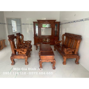 Bộ bàn ghế triện tay nghê nguyên khối tay 12