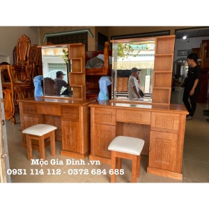 Bàn trang điểm gỗ Sồi Vuông 1.1m tự nhiên