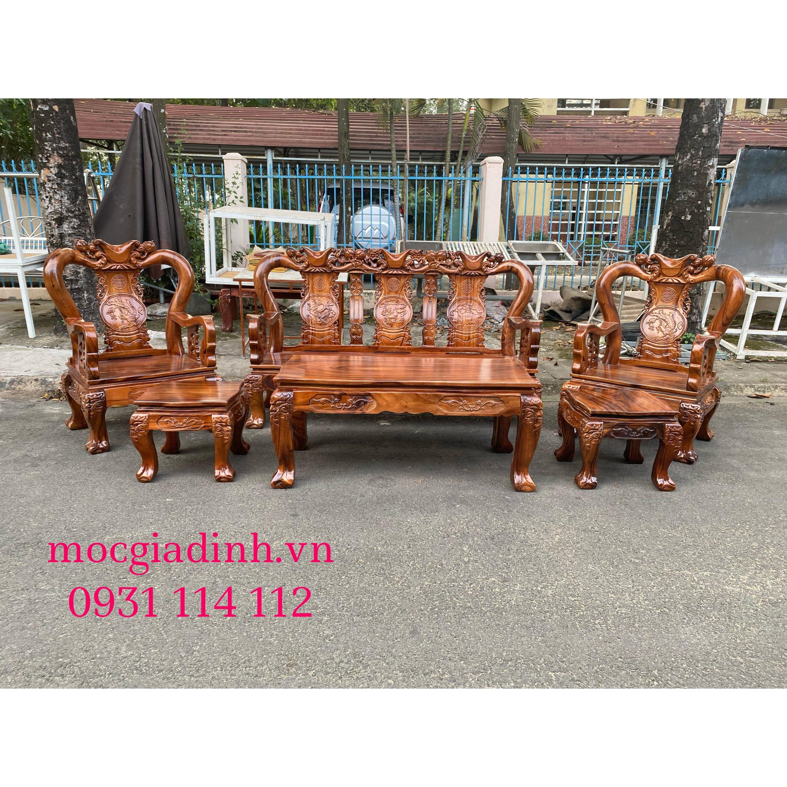 1AFB0A59-864C-4081-9E3E-4542F3467705 Bộ bàn ghế Lim Đen tựa Tứ Linh