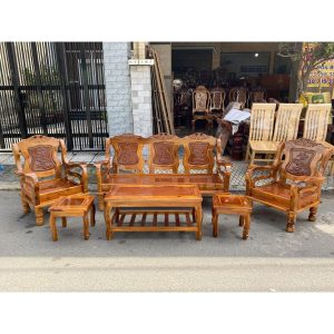 Bộ bàn ghế Tràm Mã Lai chạm nhỏ