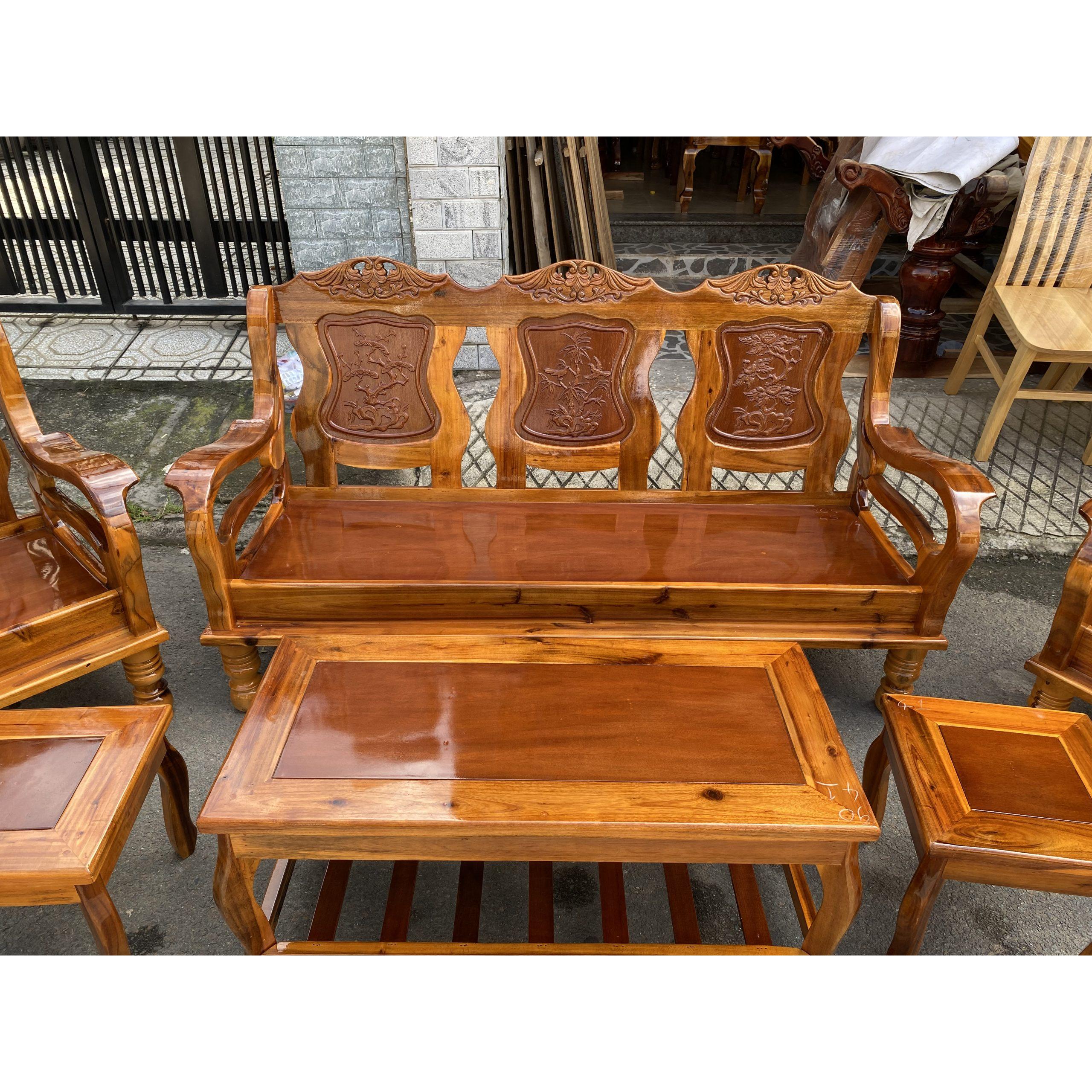 Bộ bàn ghế Tràm Mã Lai chạm rẻ