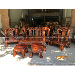 Bàn ghế gỗ Tràm Rừng Lân Cầu tay Nghê trụ 14 hiện đại