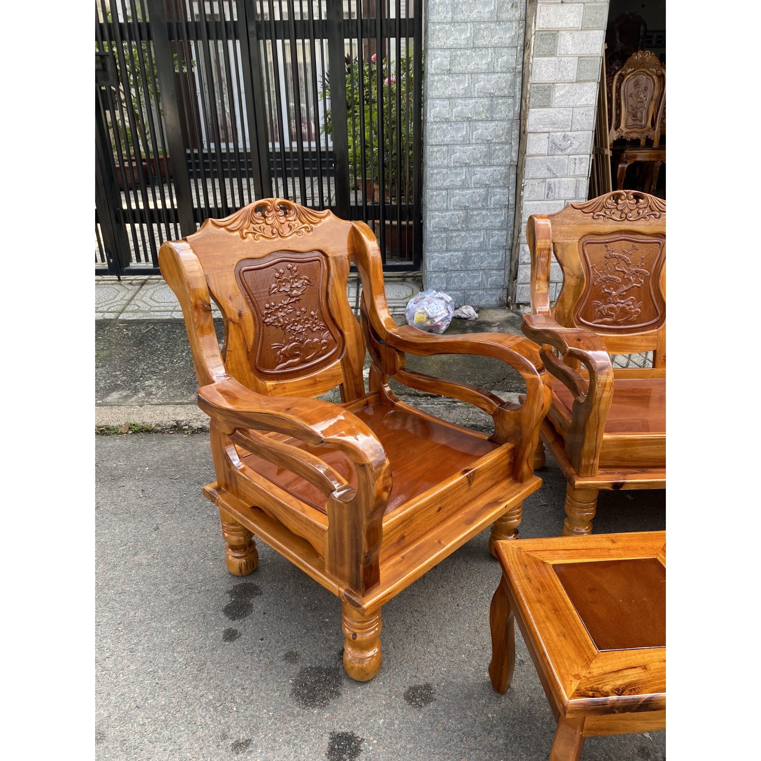 Bộ bàn ghế Tràm Mã Lai chạm hiện đại