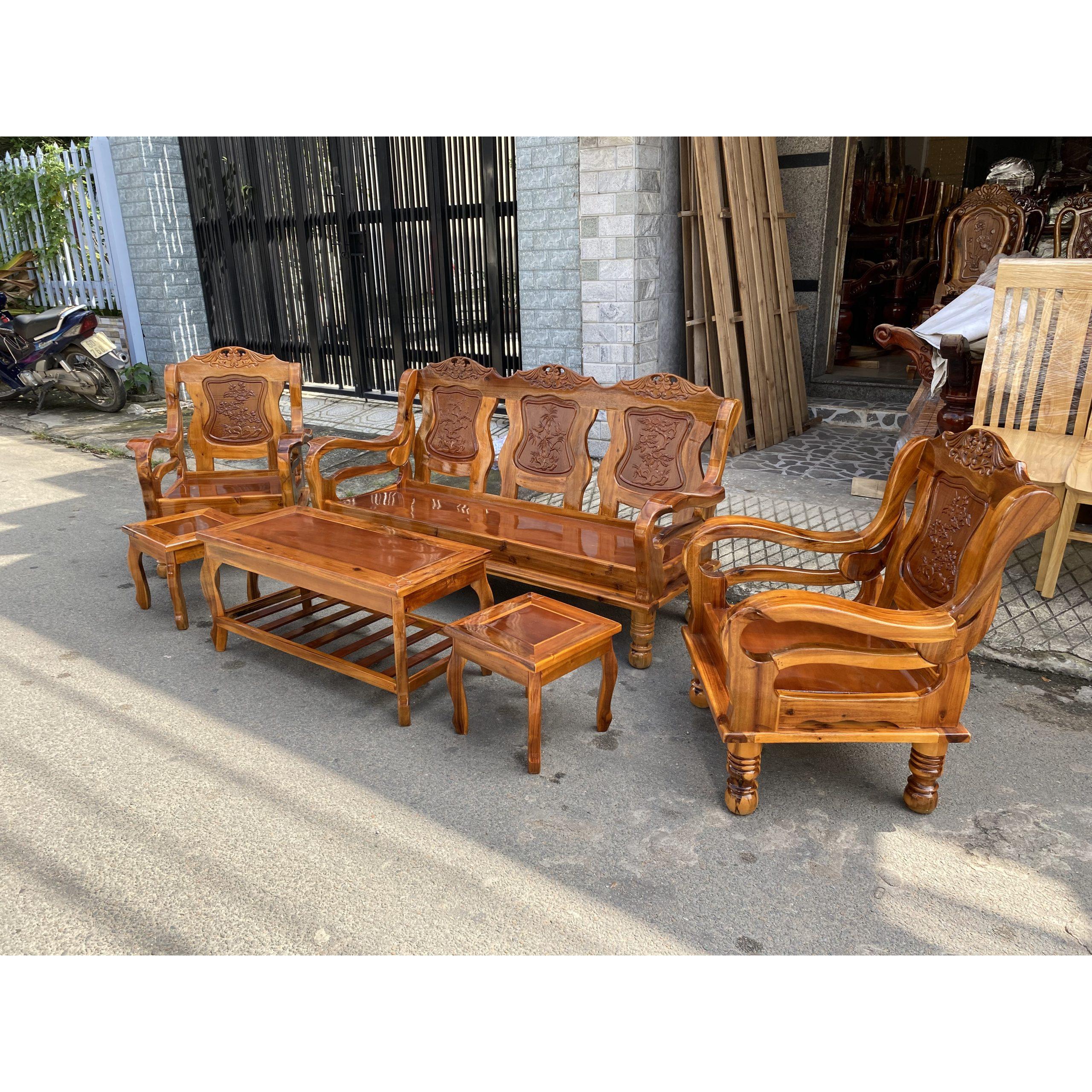 Bộ bàn ghế Tràm Mã Lai chạm