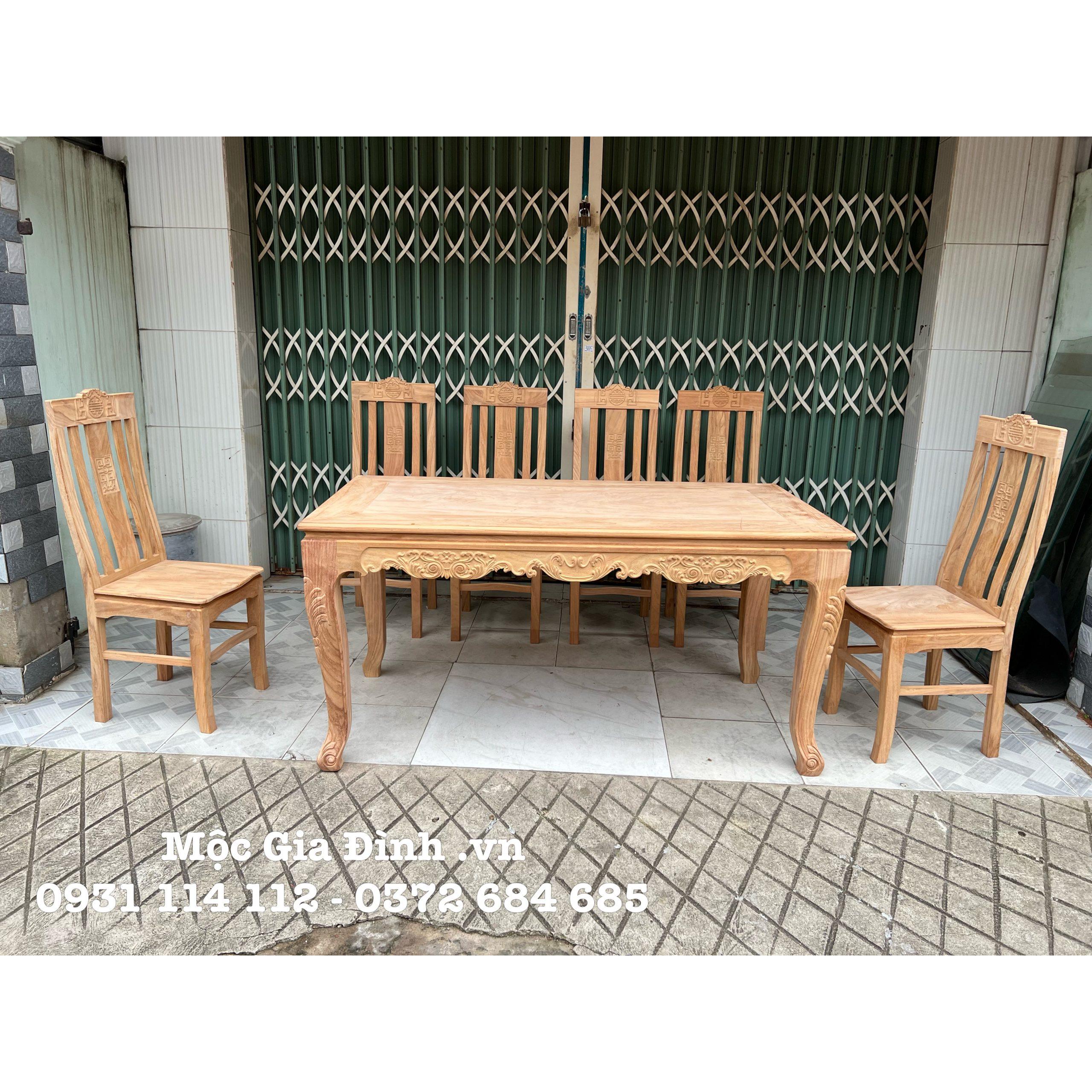 0081D872-7A80-4424-A4C3-469D809CB65C Bàn ăn Gõ Chân Tiện 6 ghế