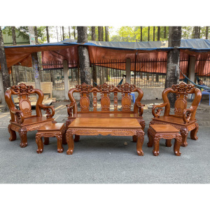 Bộ bàn ghế Gõ Lá Tây tay 12