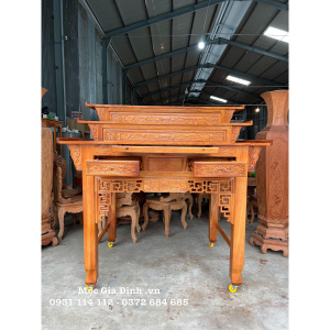 Bàn thờ gia tiên tam cấp gỗ Gõ Đỏ 178cm tháo lắp