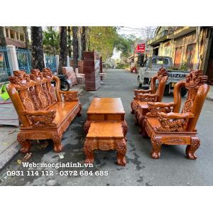 Bộ bàn ghế Gõ Nghê Đỉnh Vip Tay 12