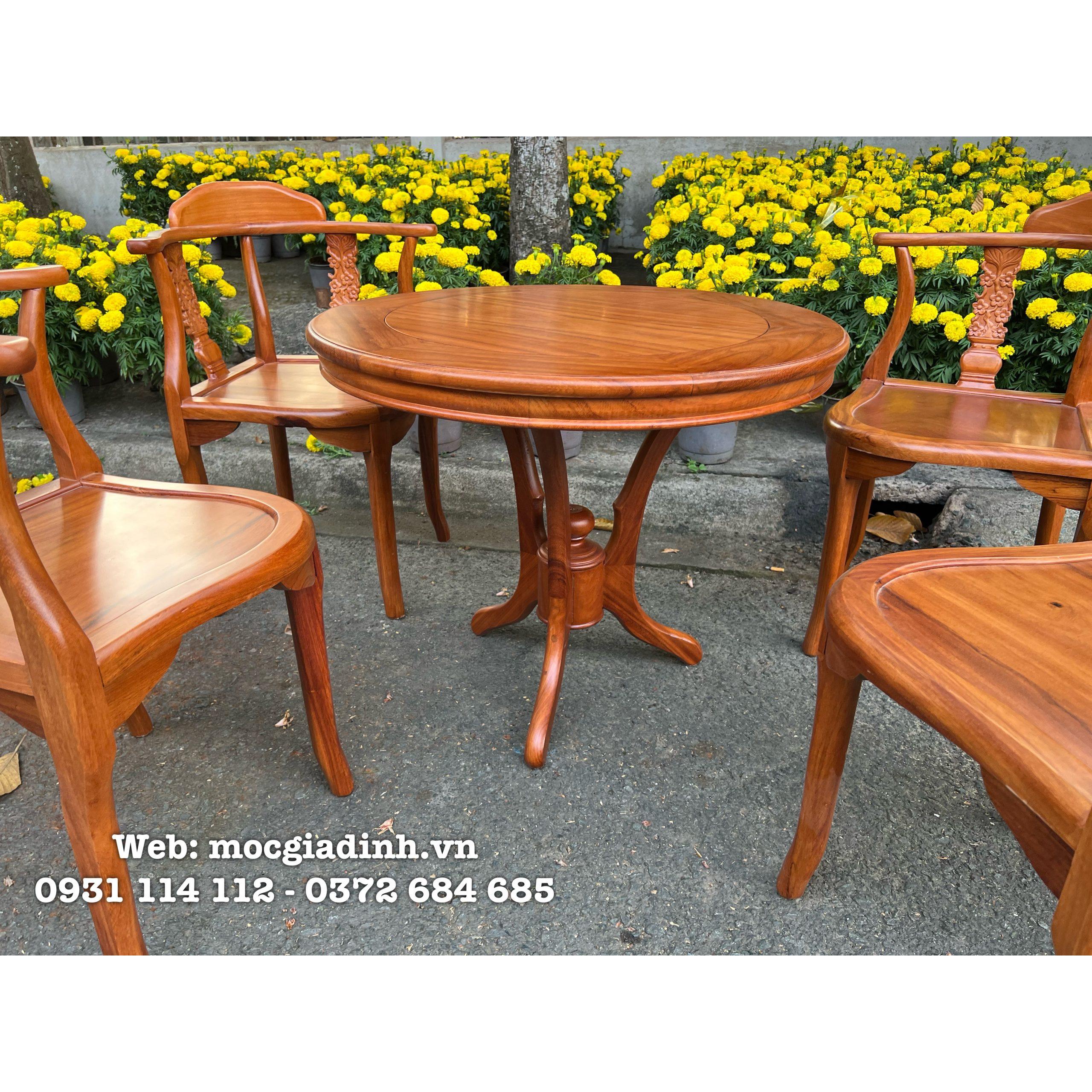 Bàn Trà gỗ Gõ Đỏ 4 ghế hiện đại