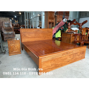Giường Gõ Đỏ Trơn cao cấp