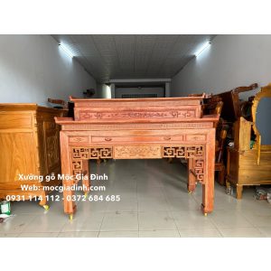 Bàn thờ gia tiên Nhị Cấp Gỗ Hương 175cm hàng dày