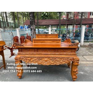 Sập thờ Gõ Đỏ Cửu Huyền Thất Tổ Chân 20 kích thước lớn