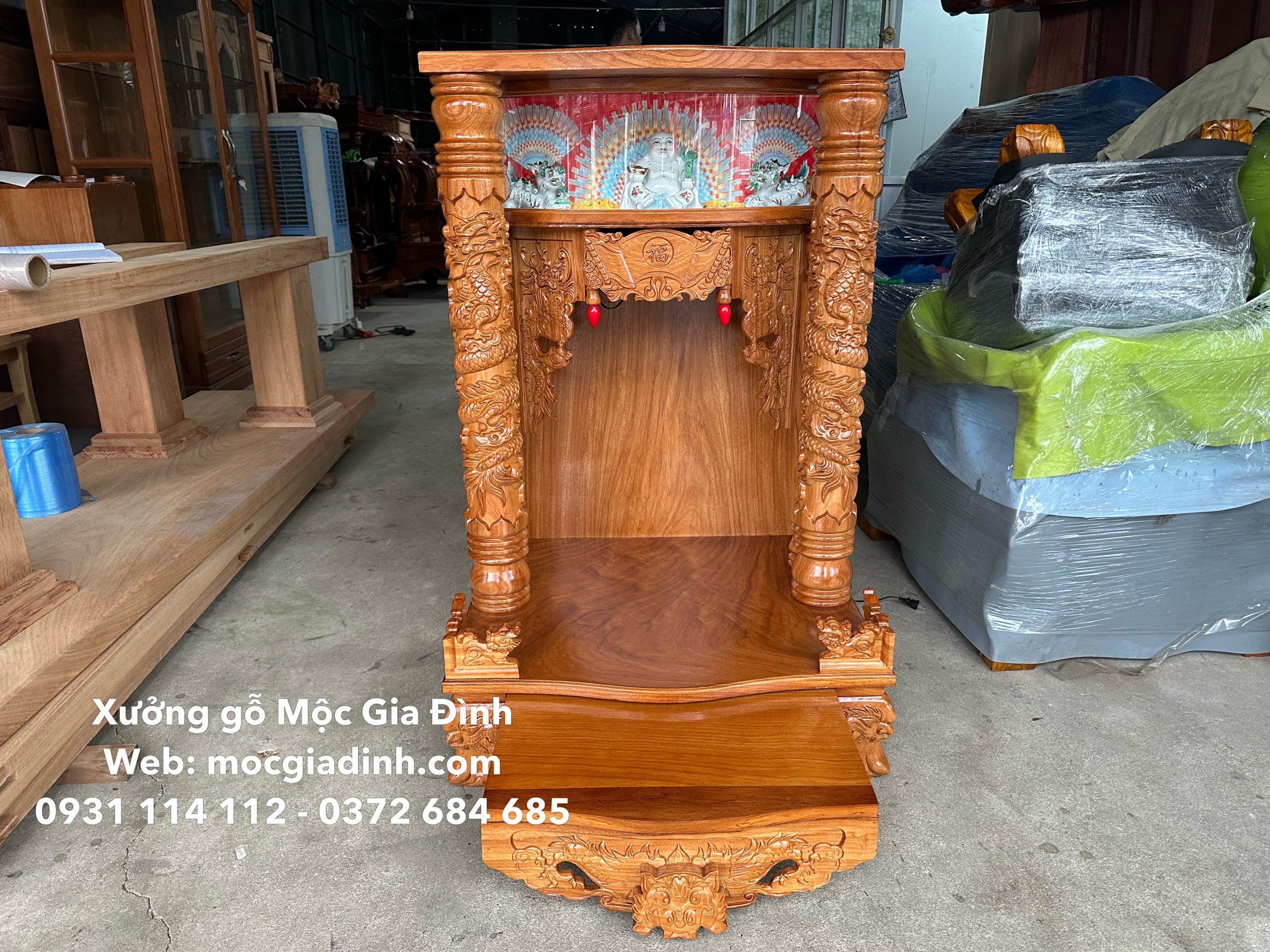 IMG_6608 Bàn thờ Thần Tài Gõ Đỏ Đèn cột 10 chung cư