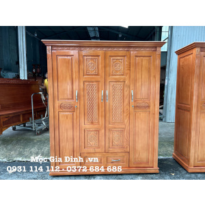 Tủ quần áo Gỗ Thông 4 cánh gỗ tự nhiên hoàn toàn
