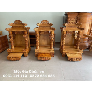 Bàn thờ Thần Tài Gõ Đỏ Mái Rồng - 60*60*117