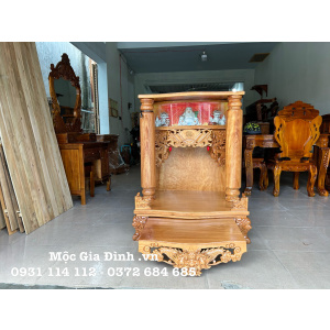 Bàn thờ Thần Tài Gõ Đỏ Đèn cột trơn- 81*68*108