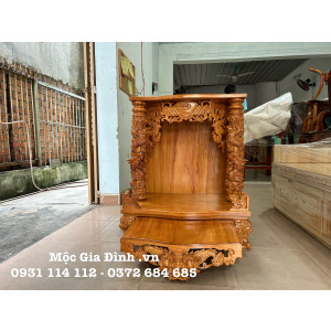 Bàn thờ Thần Tài Gõ Đỏ Rồng Mây 81*61*98