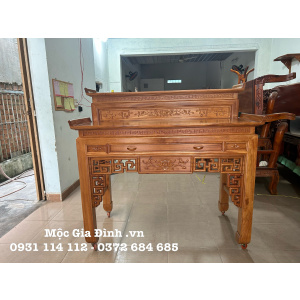 Bàn thờ gia tiên Nhị Cấp Gõ Đỏ 153cm hiện đại