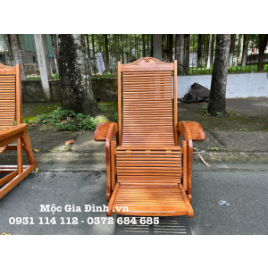 Ghế Thư Giãn Gõ Đỏ Tay Cong 3 Dây hiện đại