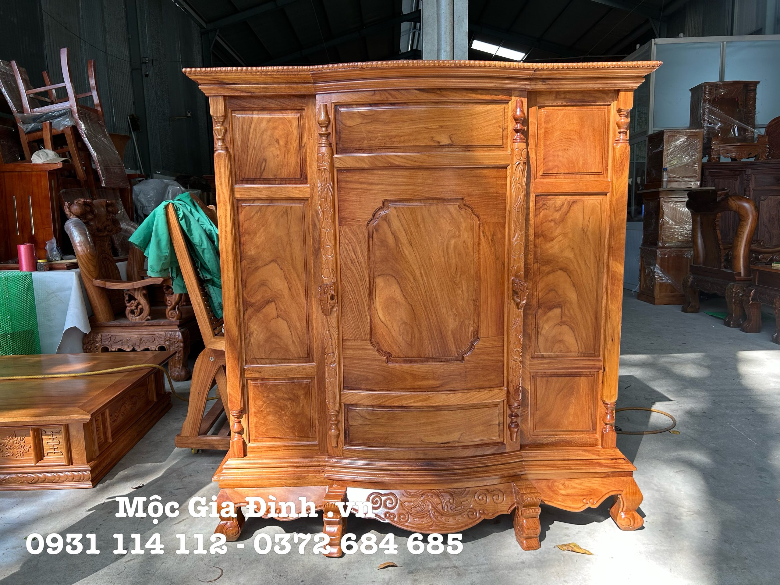 35274BAE-6836-415F-895B-B92FAB1281BB Tủ thờ Gõ Trơn Zin 6 chân