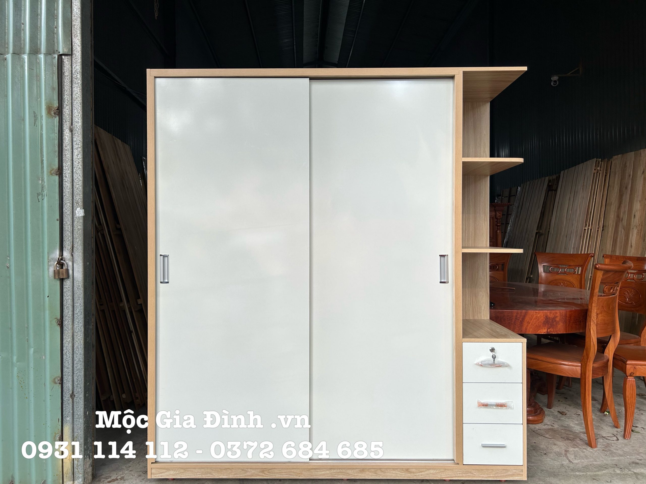 F5F1FC83-B7B5-431F-A655-1F9C3F2220A1 Tủ quần áo Cánh Trắng MDF Lõi Xanh kèm Kệ Trang Trí giá rẻ