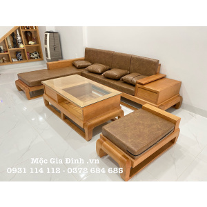 Bộ bàn ghế Góc L gỗ Beech hiện đại