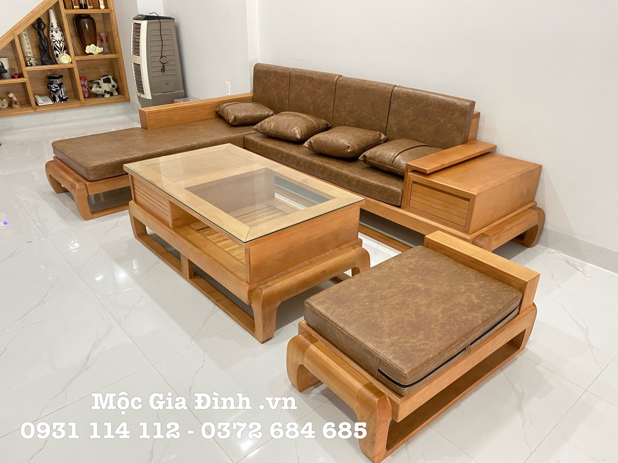 IMG_4624 Bộ bàn ghế Góc L gỗ Beech hiện đại