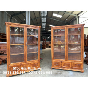 Tủ rượu Gõ Đỏ Cánh Đứng Tầng Gỗ