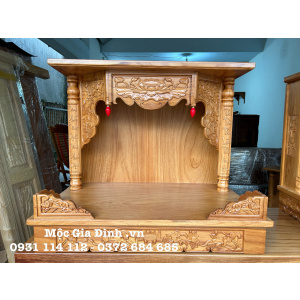 Bàn thờ Phật Gõ Đỏ Chạm Sen