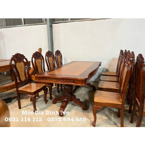 Bàn ăn Căm Xe Bánh Tây 8 ghế cho phòng thờ