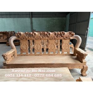 Bộ bàn ghế băng 4 tựa gỗ gõ