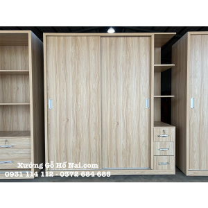 Tủ quần áo MDF Lõi Xanh kèm Kệ Trang Trí tháo lắp