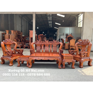 Bàn ghế gỗ Tràm Rừng Nghê Đỉnh Tay Nghê khối 14 kích thước lớn