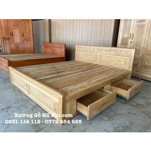 Giường ngủ Sồi Pháp hộc kéo tháo lắp