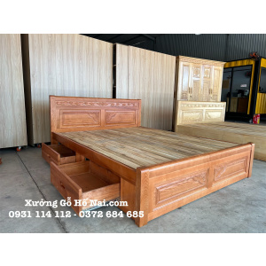 Giường ngủ Sồi Pháp Màu hộc kéo