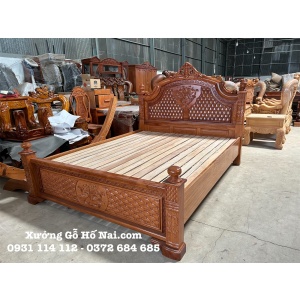 Giường Ngủ Gõ Đỏ Hoàng Gia Hoa Mai