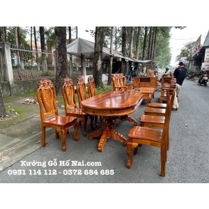 Bàn ăn Tràm Rừng Oval 8 ghế