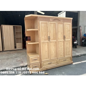 Tủ quần áo Gỗ Sồi Kèm Kệ Trang Trí