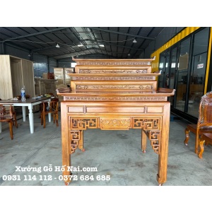 Bàn thờ Gia Tiên Tam Cấp Liên Hoa Gỗ Tràm Rừng