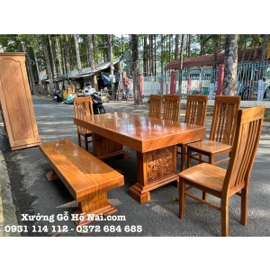 Bàn ăn Gõ Đỏ Khối K3 khối cao cấp đơn giản