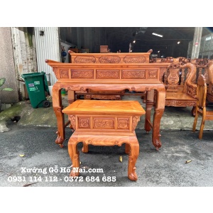 Sập thờ Gia Tiên Gõ Cuốn Thư hiện đại