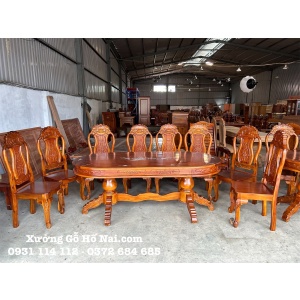 Bàn ăn Tràm Cẩn Trai 8 ghế đặt bàn thờ